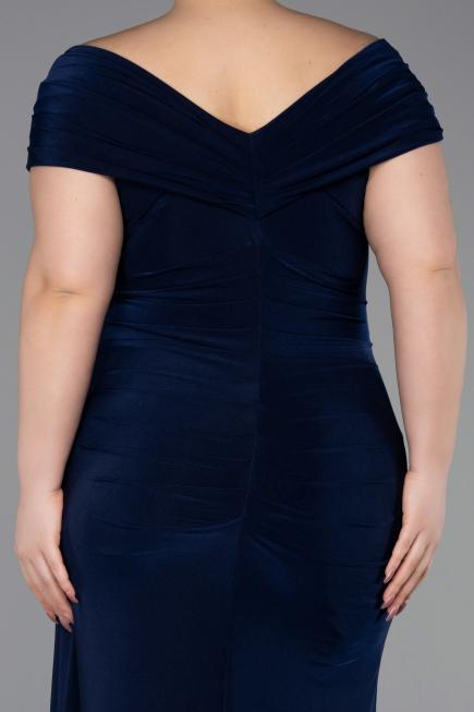 Long Navy Blue Plus Size Evening Gown ABU5900