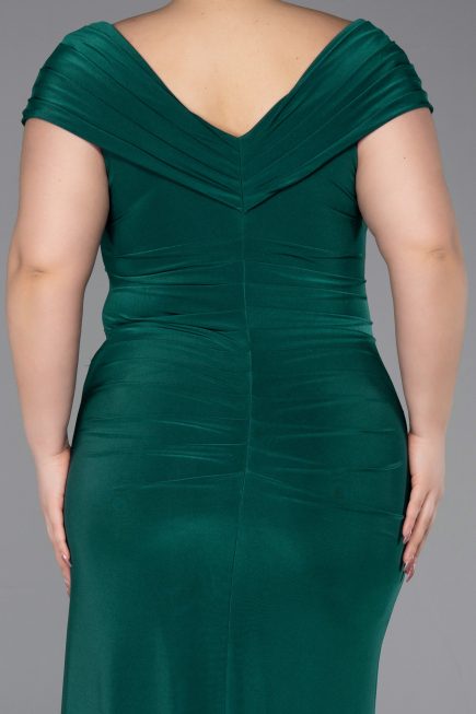 Long Emerald Green Plus Size Evening Gown ABU5900