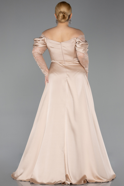 Gold Long Satin Formal Plus Size Dress ABU5261