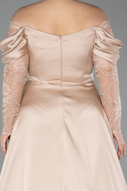 Gold Long Satin Formal Plus Size Dress ABU5261