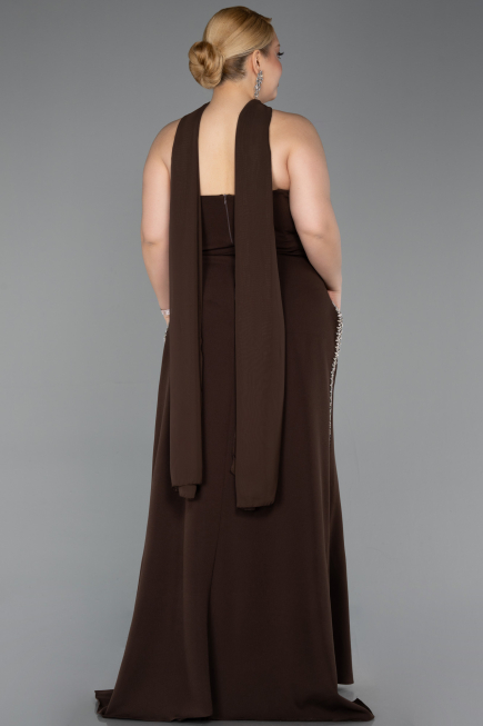 Long Brown Plus Size Evening Dress ABU6015