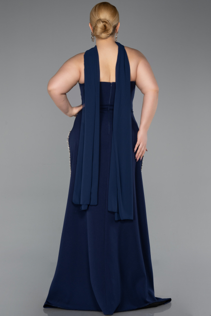 Long Navy Blue Plus Size Evening Dress ABU6015