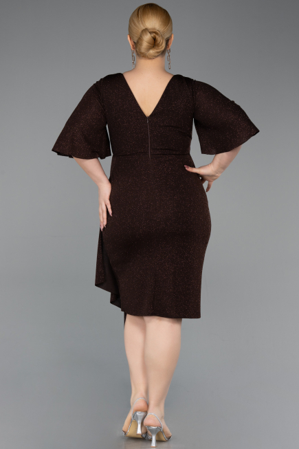 Brown Midi Oversized Evening Dress ABK1625