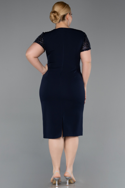 Midi Navy Blue Plus Size Cocktail Dress ABK2598