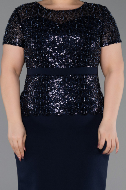Midi Navy Blue Plus Size Cocktail Dress ABK2598
