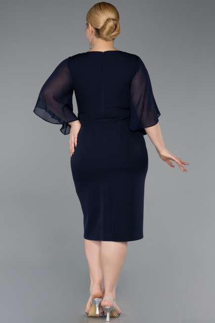 Midi Navy Blue Plus Size Cocktail Dress ABK2599