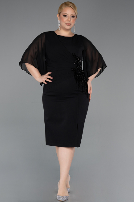 Midi Black Plus Size Cocktail Dress ABK2599