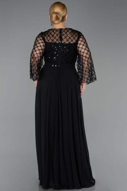 Black Long Chiffon Plus Size Evening Gown ABU5875