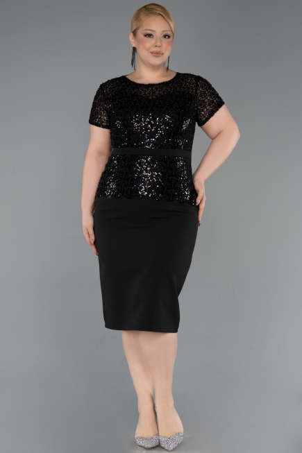 Midi Black Plus Size Cocktail Dress ABK2598