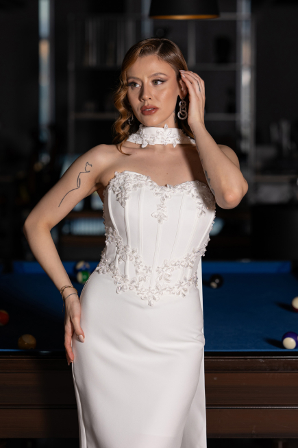 Midi White Cocktail Dress ABK2593