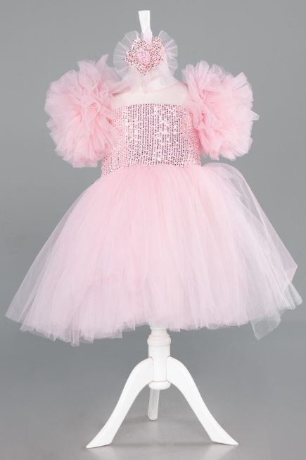 Short Powder Color Girl Dress ABK2572