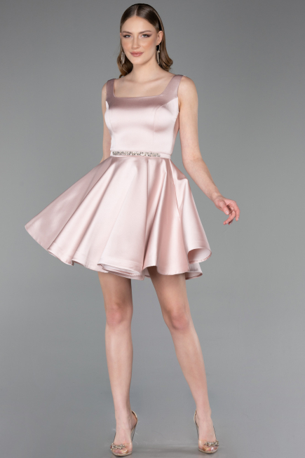 Short Powder Color Satin Cocktail Dress ABK2606