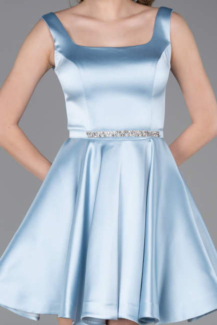 Short Light Blue Satin Cocktail Dress ABK2606