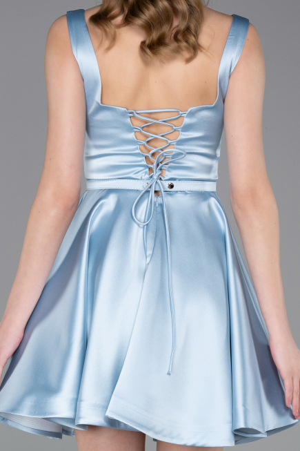 Short Light Blue Satin Cocktail Dress ABK2606