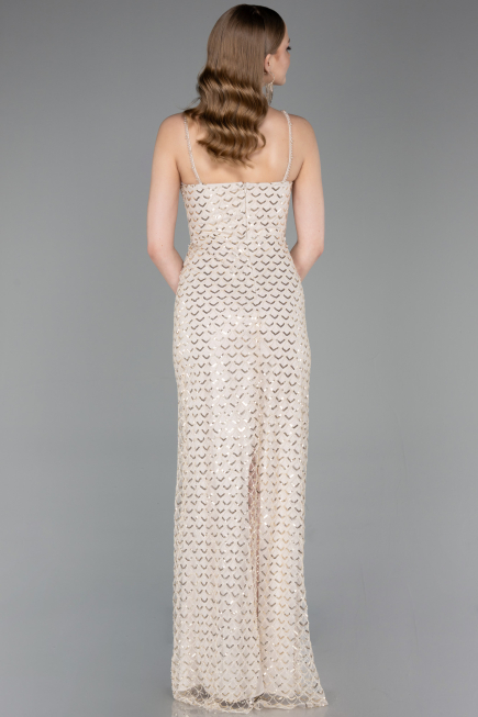 Long Beige Scaly Evening Dress ABU6039