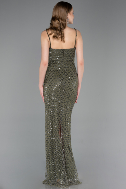 Long Olive Drab Scaly Evening Dress ABU6039