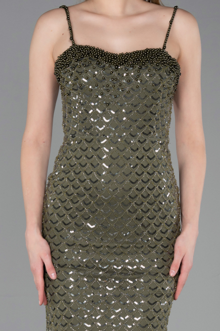 Long Olive Drab Scaly Evening Dress ABU6039