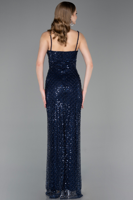 Long Navy Blue Scaly Evening Dress ABU6039