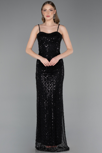 Long Black Scaly Evening Dress ABU6039