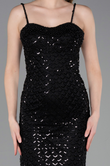 Long Black Scaly Evening Dress ABU6039
