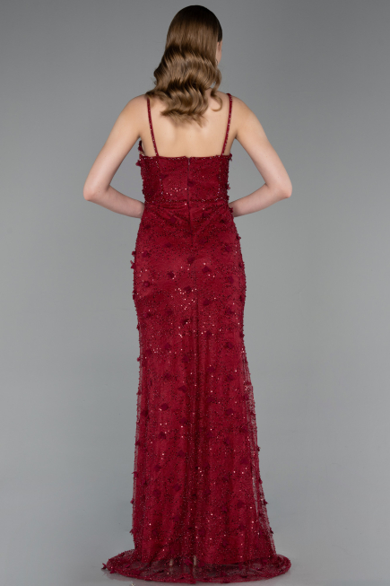 Long Burgundy Dantelle Evening Dress ABU6040