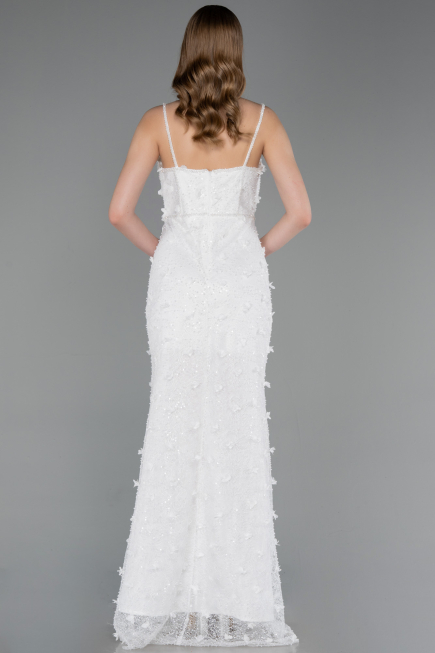 Long White Dantelle Evening Dress ABU6040