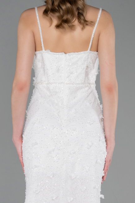 Long White Dantelle Evening Dress ABU6040