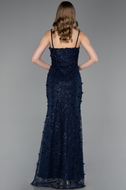 Long Navy Blue Dantelle Evening Dress ABU6040