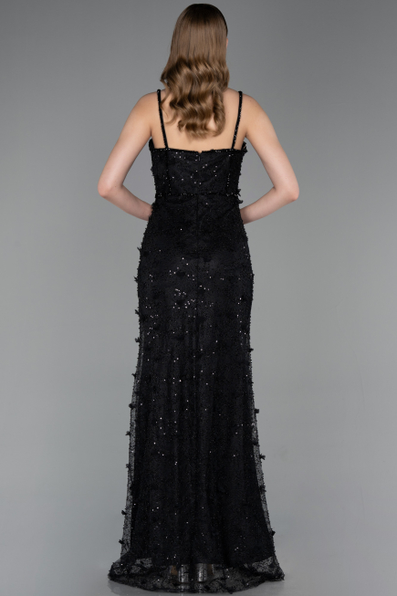 Long Black Dantelle Evening Dress ABU6040