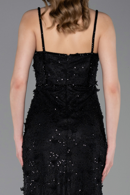 Long Black Dantelle Evening Dress ABU6040