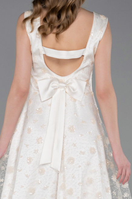 Midi White Scaly Evening Dress ABK2602