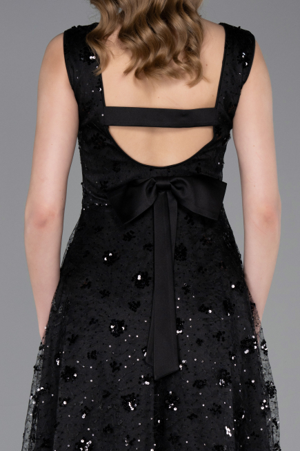 Midi Black Scaly Evening Dress ABK2602
