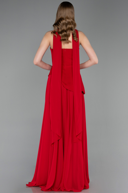 Long Red Chiffon Prom Gown ABU6042