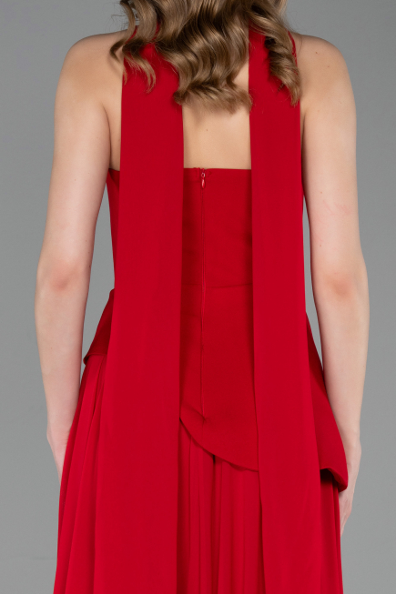 Long Red Chiffon Prom Gown ABU6042