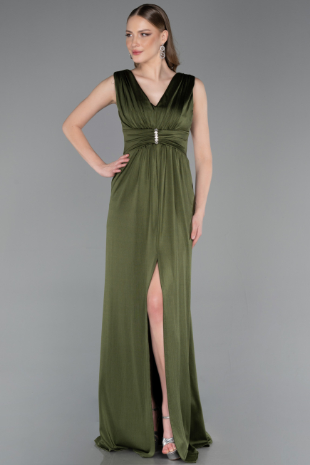 Long Olive Drab Prom Gown ABU6043