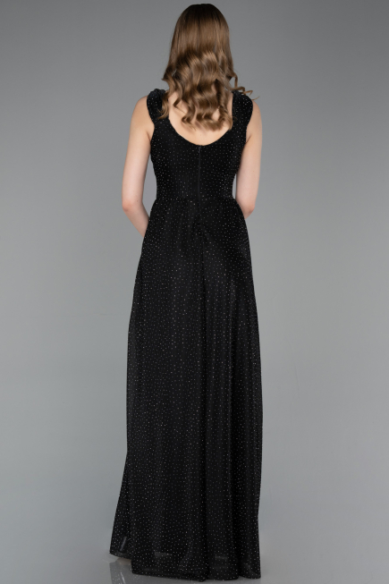 Long Black-Silver Prom Gown ABU6045