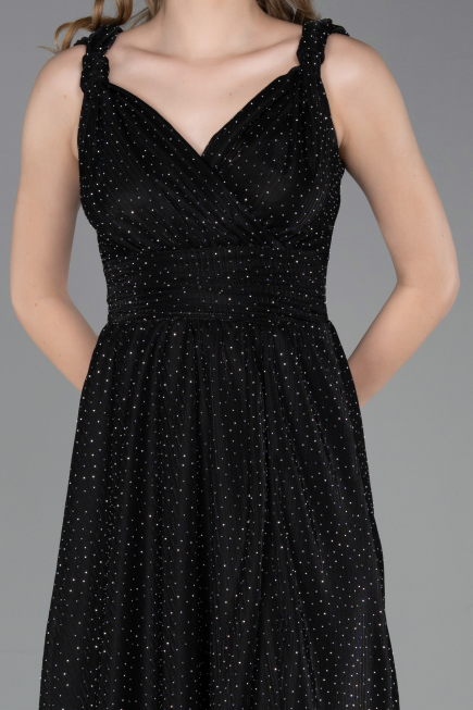 Long Black-Silver Prom Gown ABU6045
