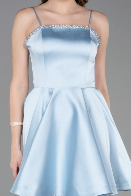 Short Light Blue Satin Cocktail Dress ABK2603