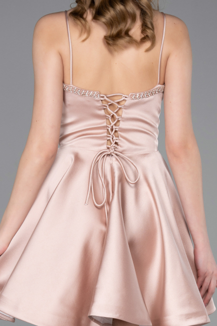 Short Powder Color Satin Cocktail Dress ABK2603