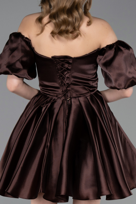 Short Brown Satin Cocktail Dress ABK2605