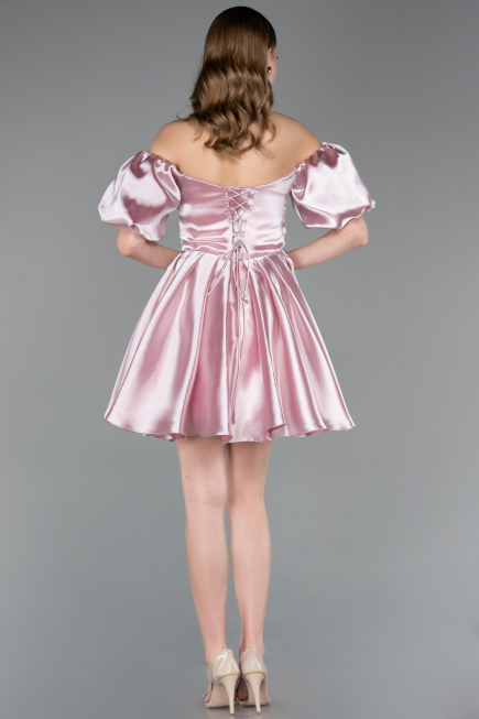 Short Powder Color Satin Cocktail Dress ABK2605