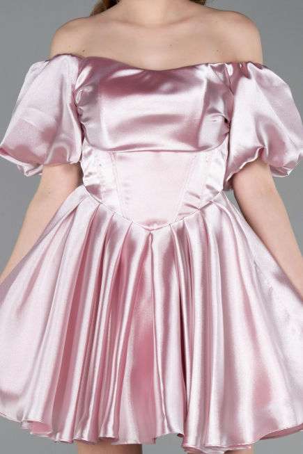Short Powder Color Satin Cocktail Dress ABK2605