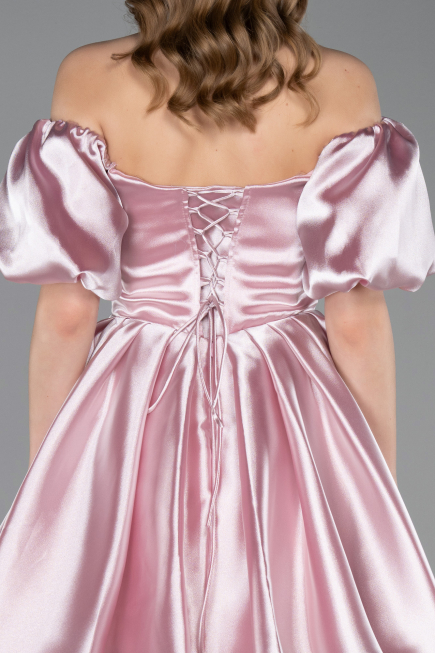 Short Powder Color Satin Cocktail Dress ABK2605