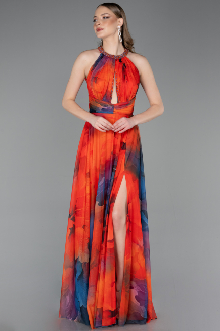 Long Orange Evening Dress ABU6048