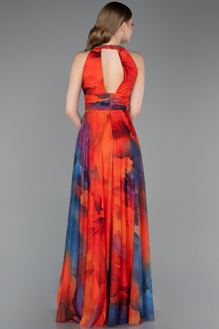 Long Orange Evening Dress ABU6048