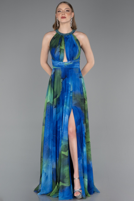 Long Sax Blue Evening Dress ABU6048