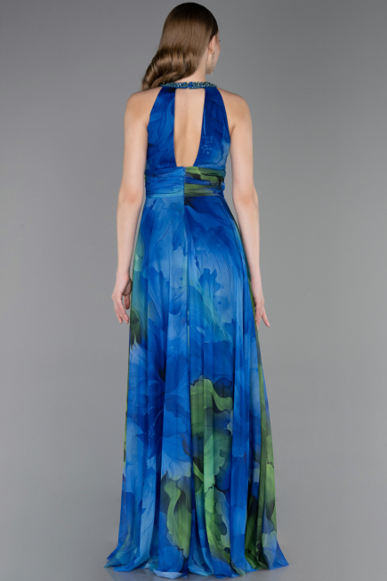 Long Sax Blue Evening Dress ABU6048
