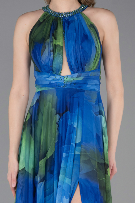 Long Sax Blue Evening Dress ABU6048
