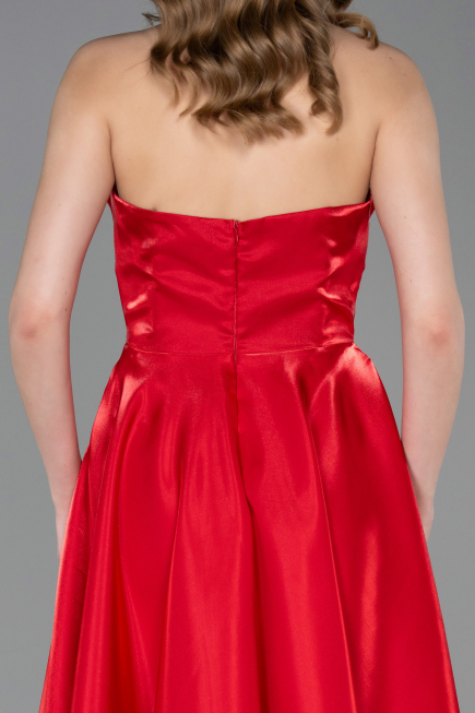 Long Red Satin Evening Dress ABU6049