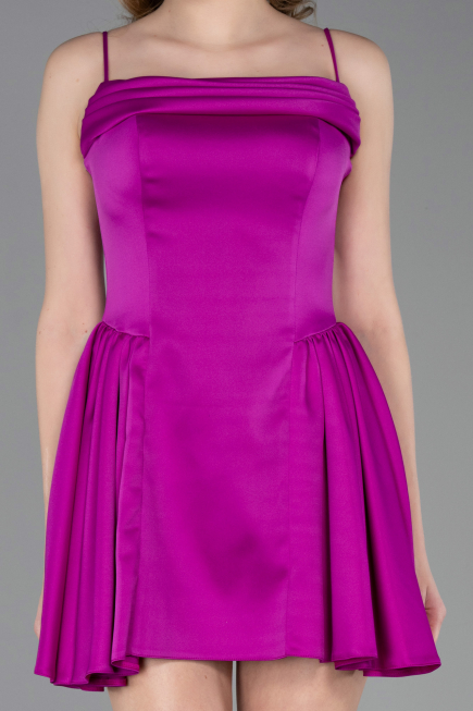Short Fuchsia Satin Cocktail Dress ABK2608